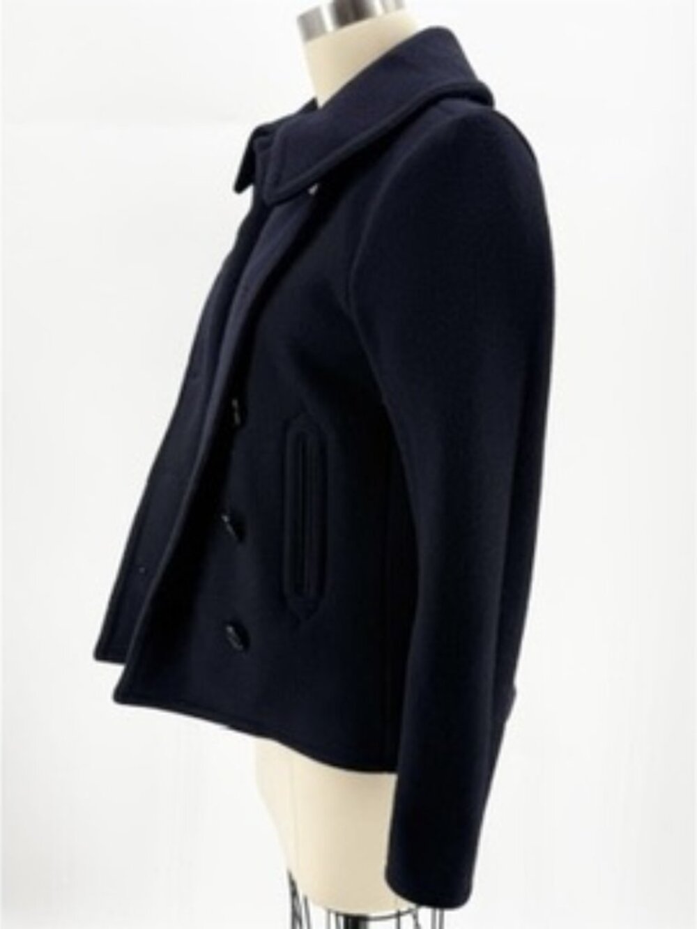 NLST NAVY thick wool blend military nautical peacoat Small - Picture 5 of 13